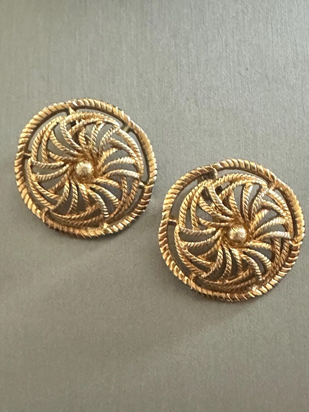 Vintage Monet Pinwheel Clip On Earrings Signed